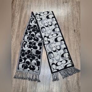 Coach Black and Gray Wool Scarf